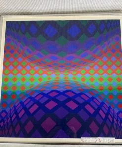 HausOfRex Looking Playing Loving Victor Vasarely "Reech" Serigraph, Authenticated & Framed