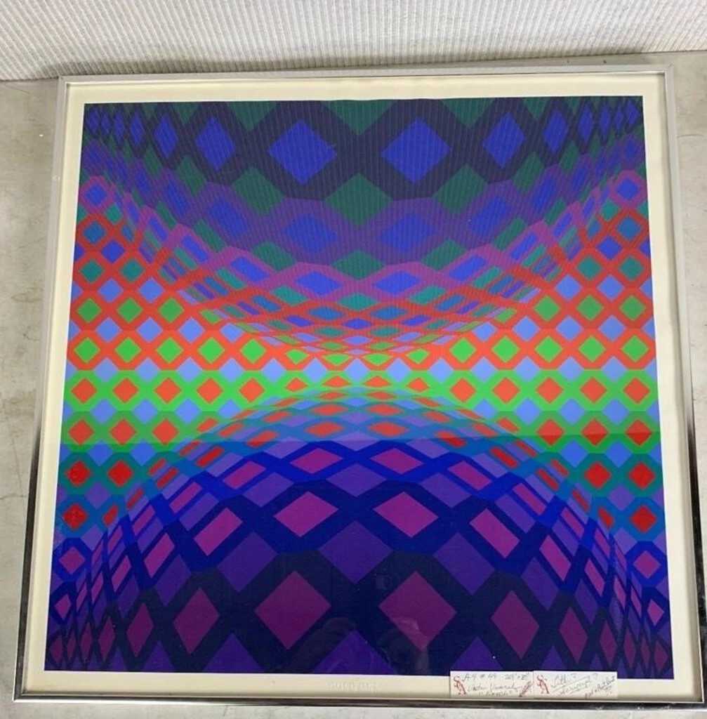 HausOfRex Looking Playing Loving Victor Vasarely "Reech" Serigraph, Authenticated & Framed 1 HausOfRex Looking Playing Loving Victor Vasarely "Reech" Serigraph, Authenticated & Framed