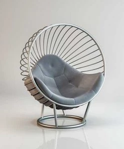 HausOfRex Floor Standing Bubble Chair With Whispering Silver Frame And Dark Grey Cushion By Ben Rousseau Living
