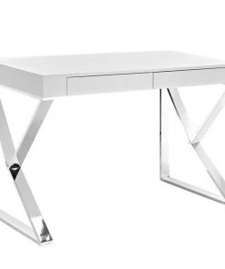 HausOfRex MANOLO DESK In White Gloss & Chrome Living