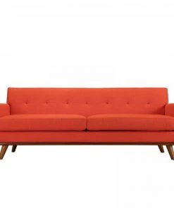 HausOfRex Gage Upholstered Fabric Sofa In Expectation Atomic Red Living