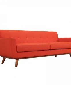 HausOfRex Gage Upholstered Fabric Sofa In Expectation Atomic Red Living