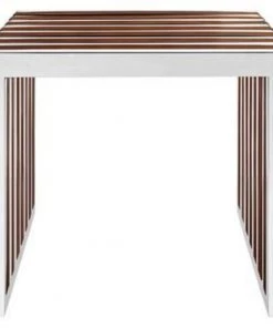 HausOfRex Stainless Steel W/ Walnut Inlay Bench/side Table Living