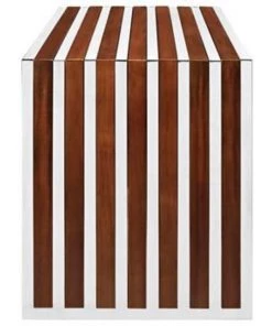 HausOfRex Stainless Steel W/ Walnut Inlay Bench/side Table Living