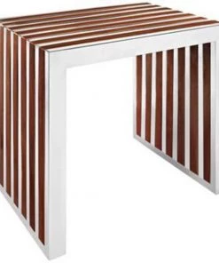 HausOfRex Stainless Steel W/ Walnut Inlay Bench/side Table Living