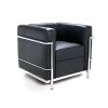 HausOfRex Living Replica Le Corbusier Cube Chair Leather Black W 30" X D 28" X H 26"