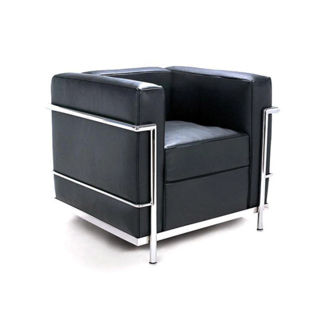 HausOfRex Living Replica Le Corbusier Cube Chair Leather Black W 30" X D 28" X H 26" 1 HausOfRex Living Replica Le Corbusier Cube Chair Leather Black W 30" X D 28" X H 26"