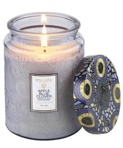 HausOfRex Voluspa Apple Blue Clover 18oz Lg Jar Looking Playing Loving