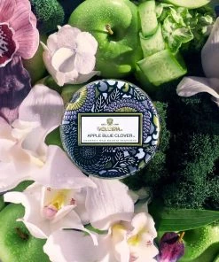 HausOfRex Voluspa Apple Blue Clover 4oz Mini Tin Looking Playing Loving
