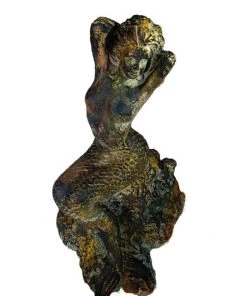 HausOfRex Mermaid Gisante Statue In Concrete W/Faux-Bronze Patina Looking Playing Loving