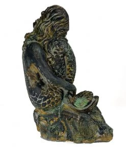 HausOfRex Looking Playing Loving Mermaid Musing Statue In Concrete W/Faux-Bronze Patina 5 HausOfRex Looking Playing Loving Mermaid Musing Statue In Concrete W/Faux-Bronze Patina