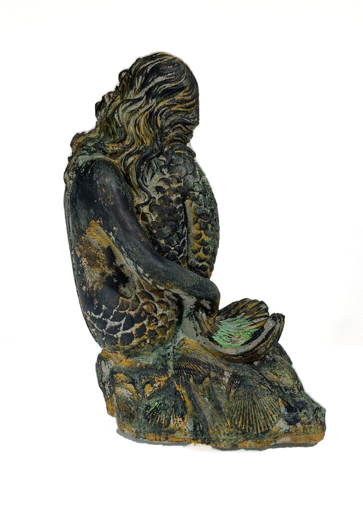 HausOfRex Looking Playing Loving Mermaid Musing Statue In Concrete W/Faux-Bronze Patina 3 HausOfRex Looking Playing Loving Mermaid Musing Statue In Concrete W/Faux-Bronze Patina