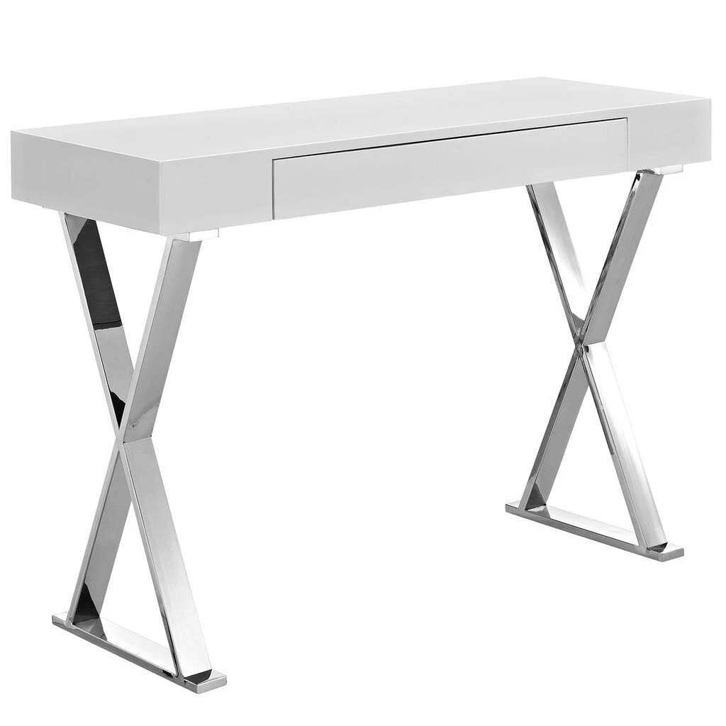 HausOfRex Celia Console/ Mini-Desk With Silver Base 1 HausOfRex Celia Console/ Mini-Desk With Silver Base