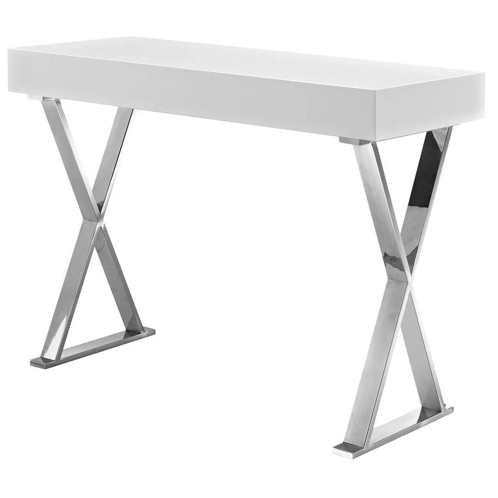 HausOfRex Celia Console/ Mini-Desk With Silver Base 4 HausOfRex Celia Console/ Mini-Desk With Silver Base
