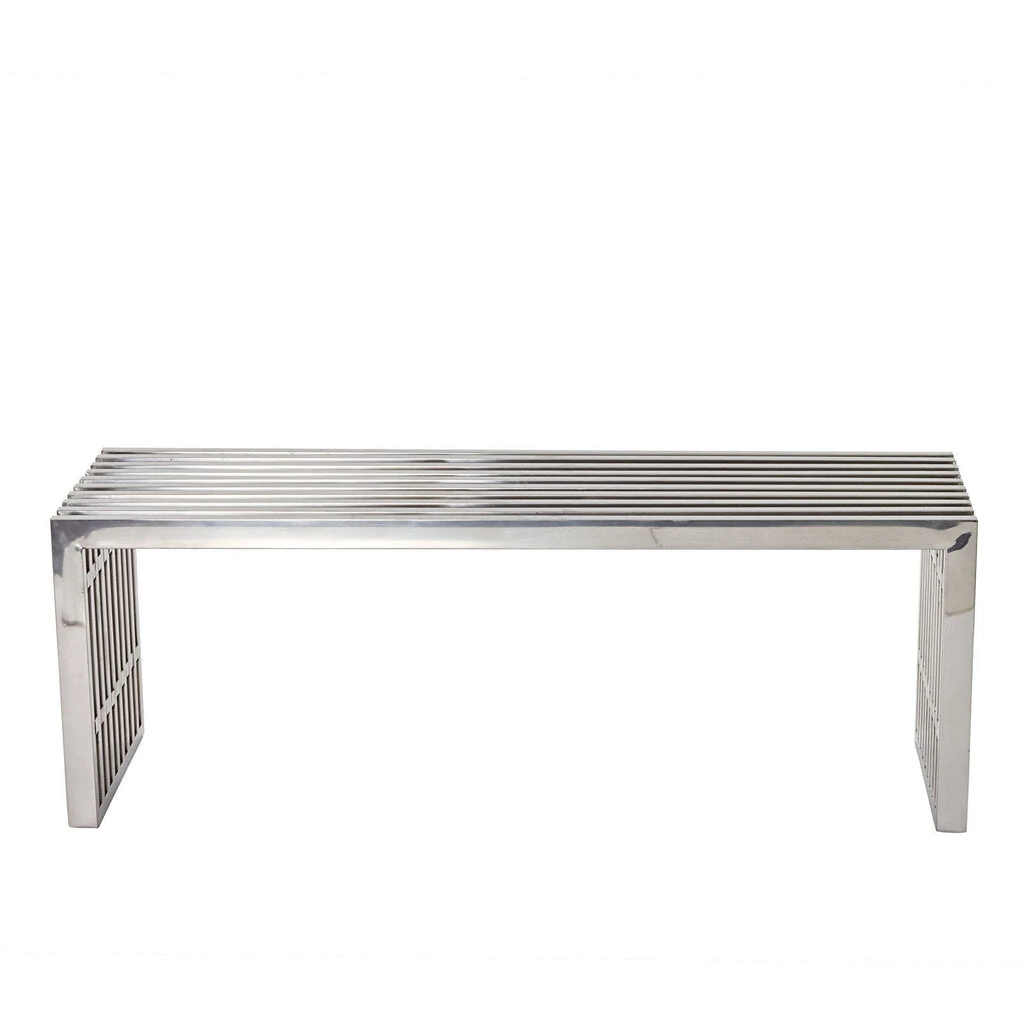 HausOfRex Living Stella Stainless Steel Bench Medium Silver 2 HausOfRex Living Stella Stainless Steel Bench Medium Silver