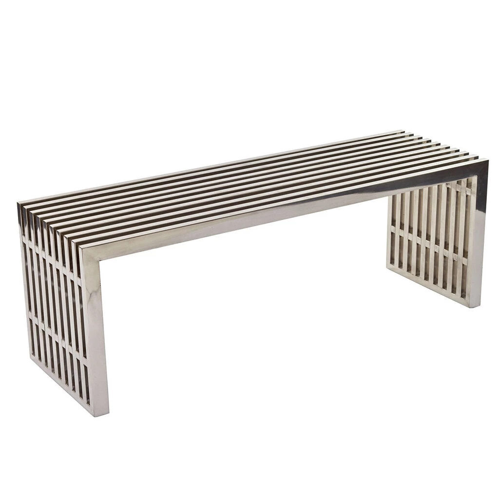 HausOfRex Living Stella Stainless Steel Bench Medium Silver 1 HausOfRex Living Stella Stainless Steel Bench Medium Silver