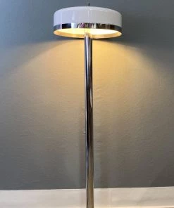 HausOfRex Mid-Century Mushroom Lamp In Chrome And White Enamel (55" Tall) 9 HausOfRex Mid-Century Mushroom Lamp In Chrome And White Enamel (55