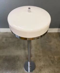 HausOfRex Mid-Century Mushroom Lamp In Chrome And White Enamel (55" Tall) 7 HausOfRex Mid-Century Mushroom Lamp In Chrome And White Enamel (55