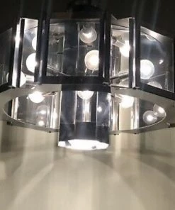 HausOfRex Lighting Vintage Modern Robert Sonneman 360 Chandelier In Smoked Glass And Chrome