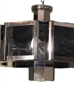 HausOfRex Lighting Vintage Modern Robert Sonneman 360 Chandelier In Smoked Glass And Chrome