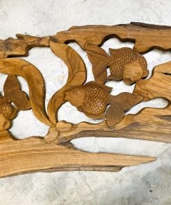 HausOfRex Driftwood Koi Fish Wall Carving Looking Playing Loving