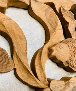 HausOfRex Driftwood Koi Fish Wall Carving Looking Playing Loving