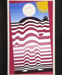 HausOfRex Victor Vasarely "Sunbather" 1982 Signed And Numbered 171 / 250 Serigraph On Black Paper