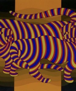 HausOfRex Victor Vasarely "Two Tigers On Gold," 1980, Signed And Numbered 170 / 250 Serigraph