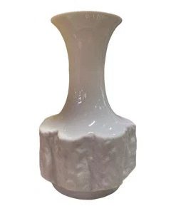 Looking Playing Loving West German Vintage White BIsque Fine Bone Porcelain Vase By Bareuther, C. 1970s