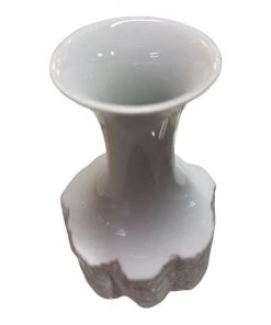 Looking Playing Loving West German Vintage White BIsque Fine Bone Porcelain Vase By Bareuther, C. 1970s