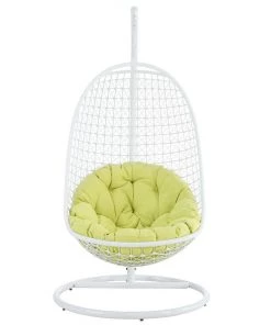 HausOfRex Agave Basketweave Swing And Stand: White Frame / Green Cushion