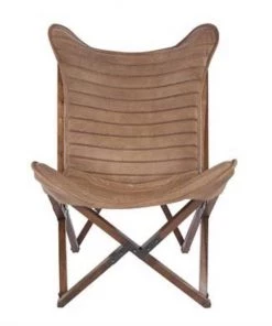 HausOfRex Living Butterfly Chair In Brown Leather