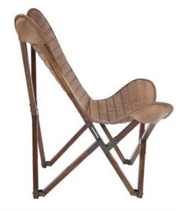 HausOfRex Living Butterfly Chair In Brown Leather