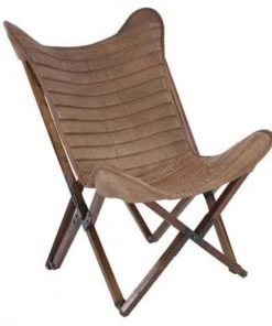 HausOfRex Living Butterfly Chair In Brown Leather