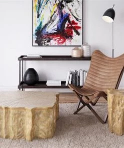 HausOfRex Living Butterfly Chair In Brown Leather