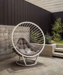 HausOfRex Floor Standing Bubble Chair With Whispering Silver Frame And Dark Grey Cushion By Ben Rousseau Living