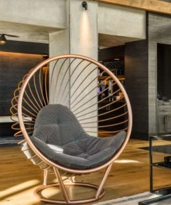 HausOfRex Floor Standing Bubble Chair With Whispering Silver Frame And Dark Grey Cushion By Ben Rousseau Living