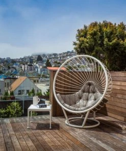 HausOfRex Floor Standing Bubble Chair With Whispering Silver Frame And Dark Grey Cushion By Ben Rousseau Living