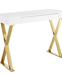 HausOfRex Celia Console/ Mini-Desk With Gold Base Living