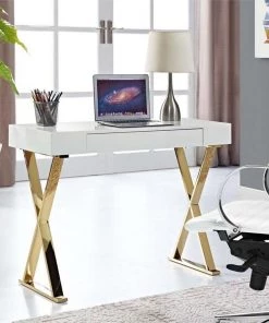 HausOfRex Celia Console/ Mini-Desk With Gold Base Living