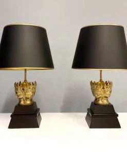 HausOfRex Lighting Marbro Brass Many-Faced Goddess Table Lamps (Pair)