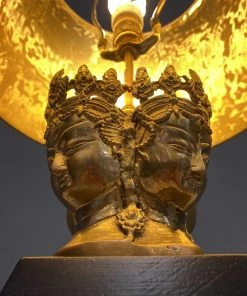 HausOfRex Lighting Marbro Brass Many-Faced Goddess Table Lamps (Pair)