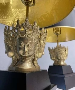 HausOfRex Lighting Marbro Brass Many-Faced Goddess Table Lamps (Pair)