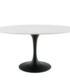 HausOfRex Tulip 60" Oval White Top Black Base Dining
