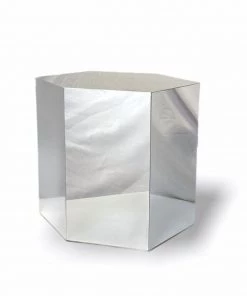 HausOfRex Mirrored Hexagonal Laminate End Table Living
