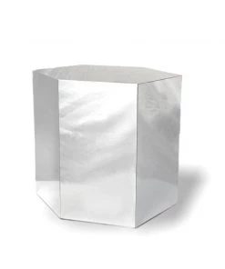 HausOfRex Mirrored Hexagonal Laminate End Table Living