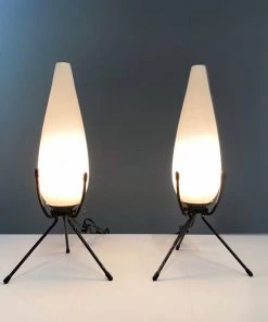 HausOfRex Tripod Cased Glass Vintage Atomic Table Lamps (Pair) Lighting