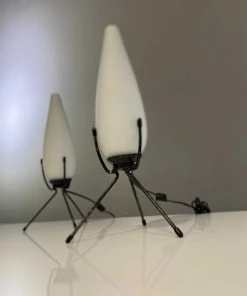 HausOfRex Tripod Cased Glass Vintage Atomic Table Lamps (Pair) Lighting