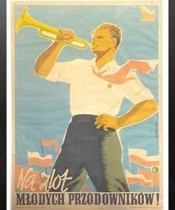HausOfRex Polish People's Republic Agit-Prop "Youth Leader Rally" Poster By Witold Chmielewski, 1952 Warsaw (Framed) Looking Playing Loving