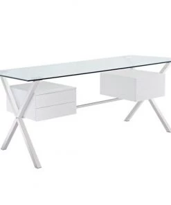 HausOfRex Living Melanie II Glass Ceiling Double Drawer Desk